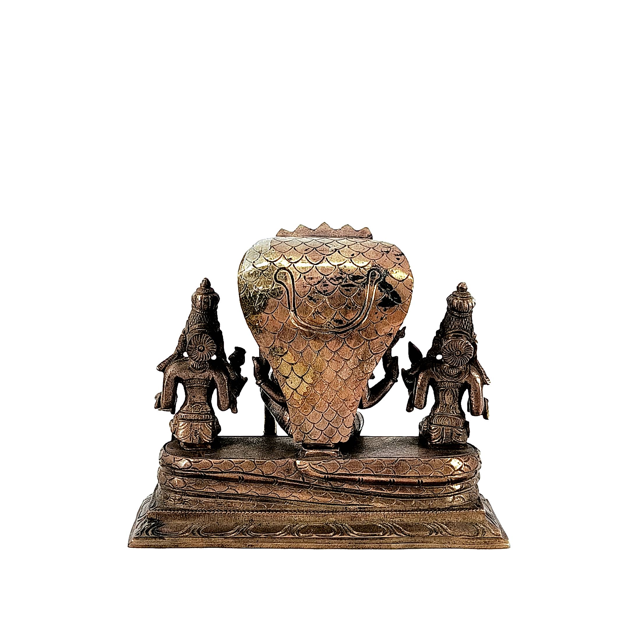 Vishnu with Bhudevi and Sridevi ,Brass South Indian Arts