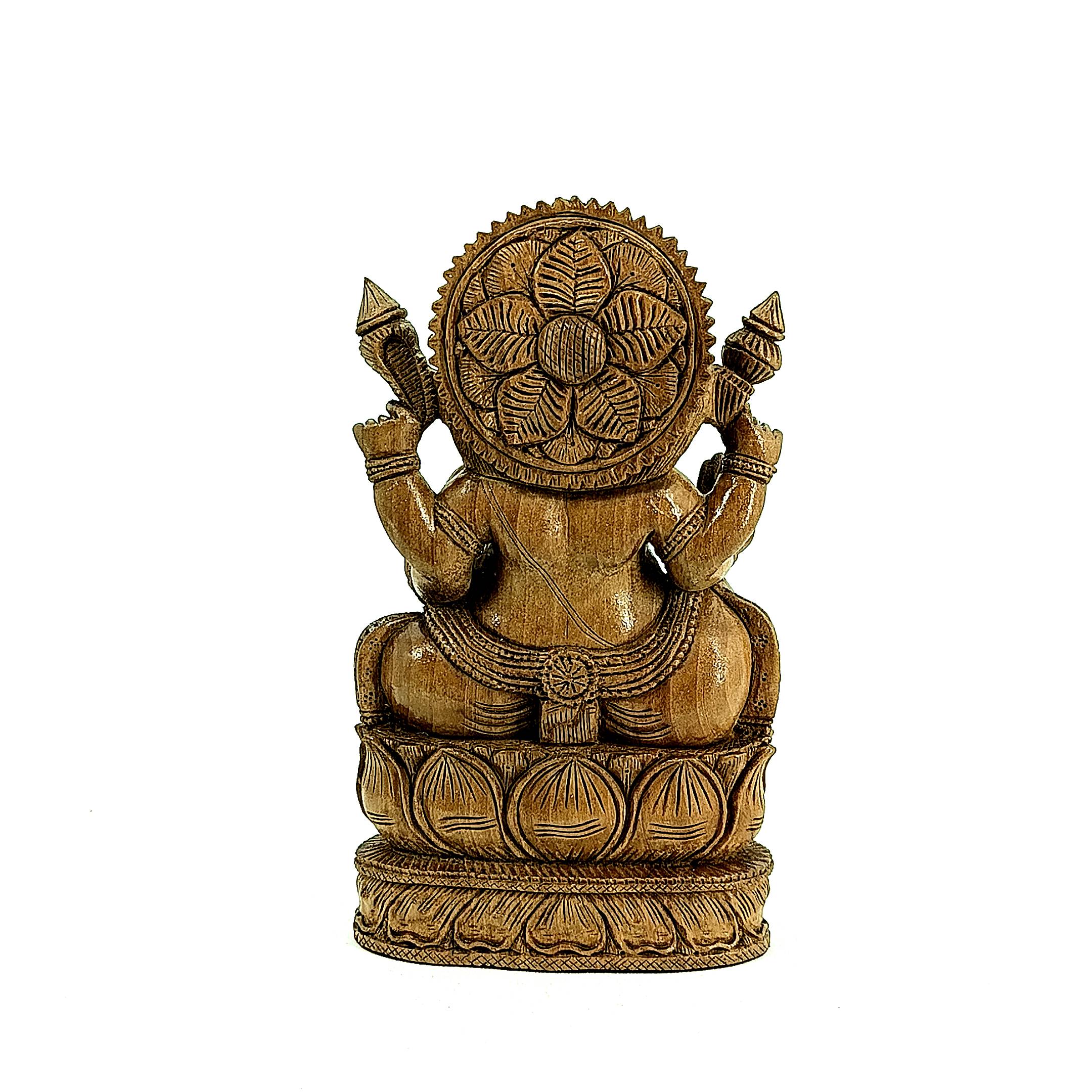 Wood Fine Hand Carved Ganesha Statue