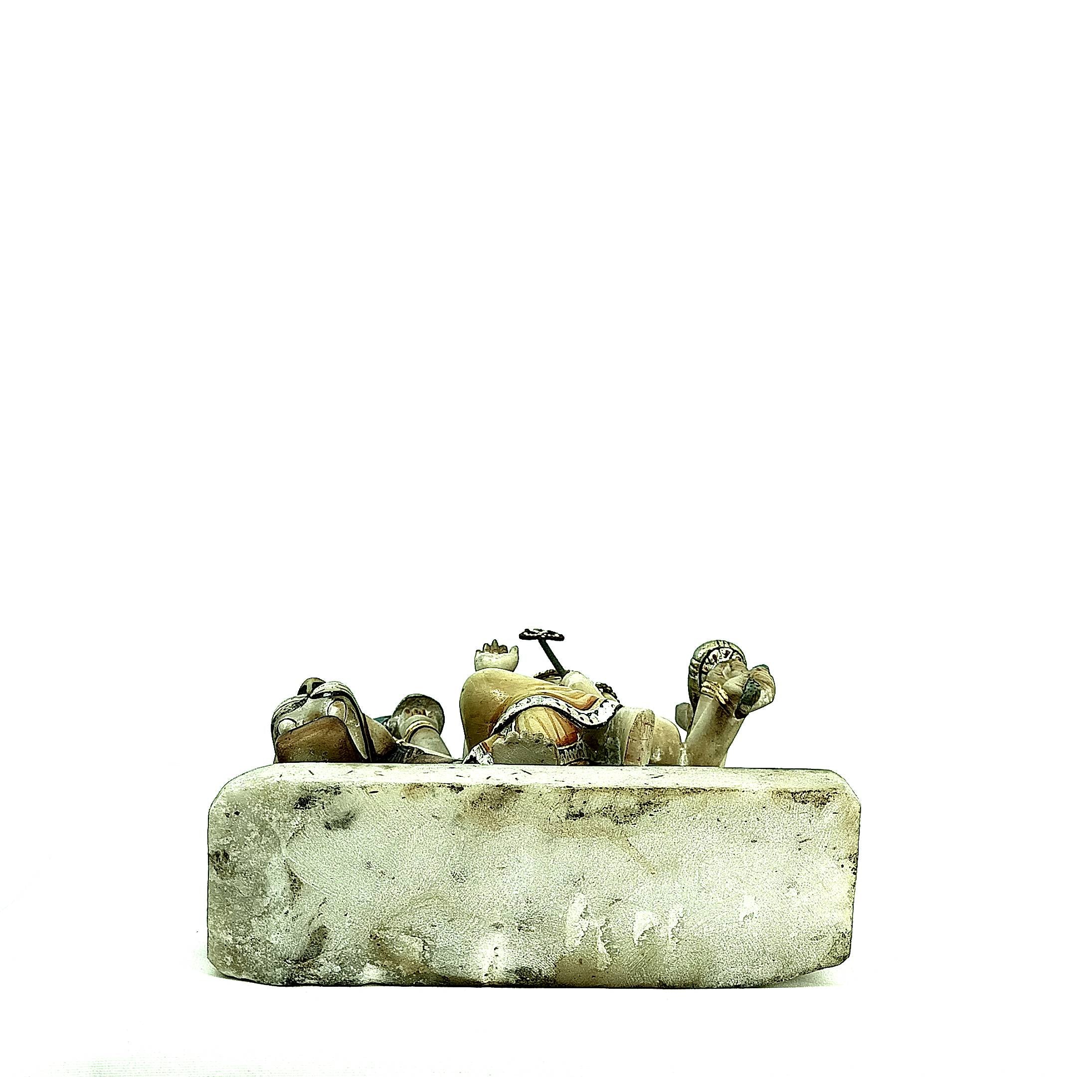 Divine Durga on Lion - Exquisite Milky Quartz Sculpture