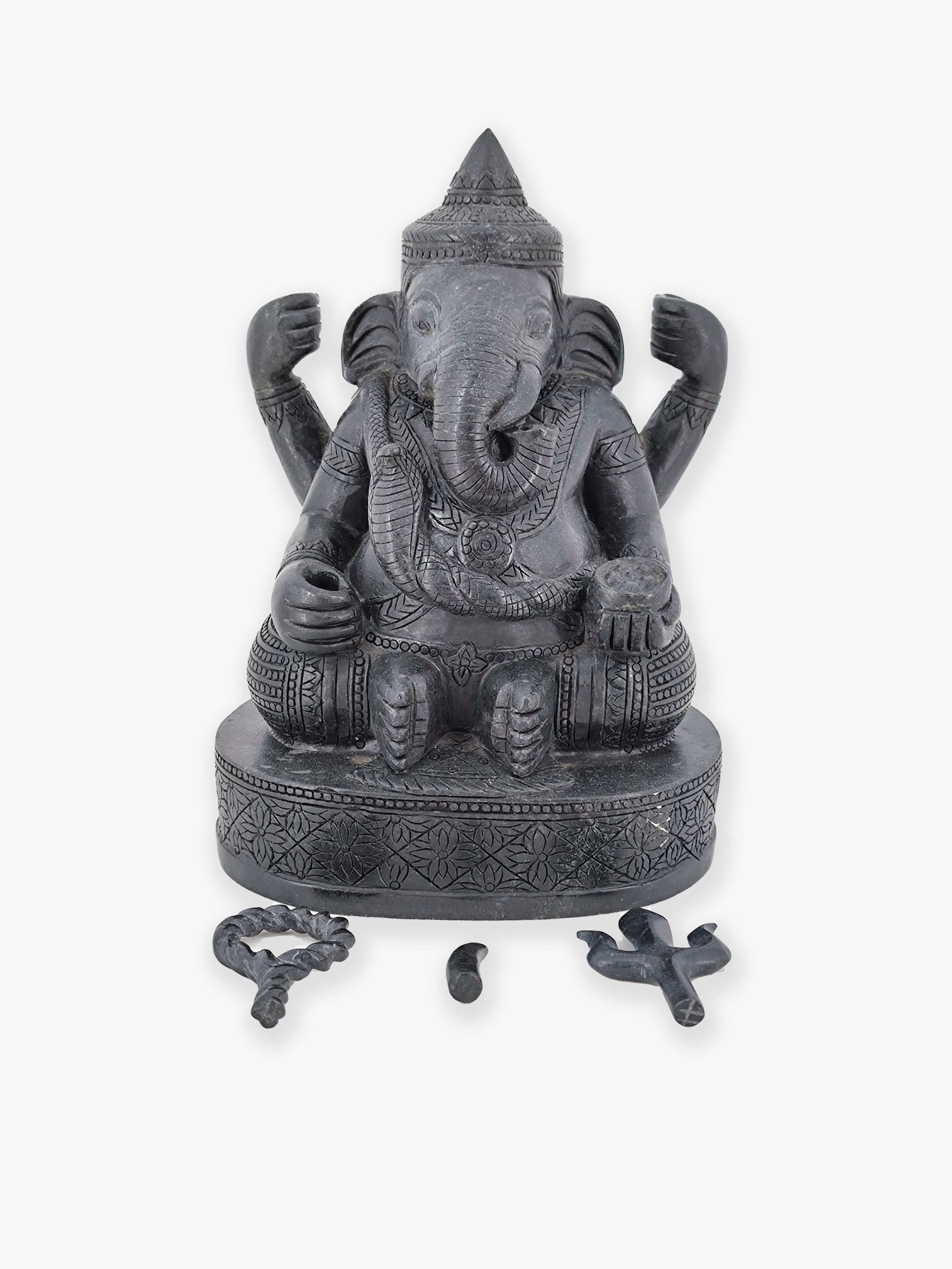 Ganesha carving natural black stone
