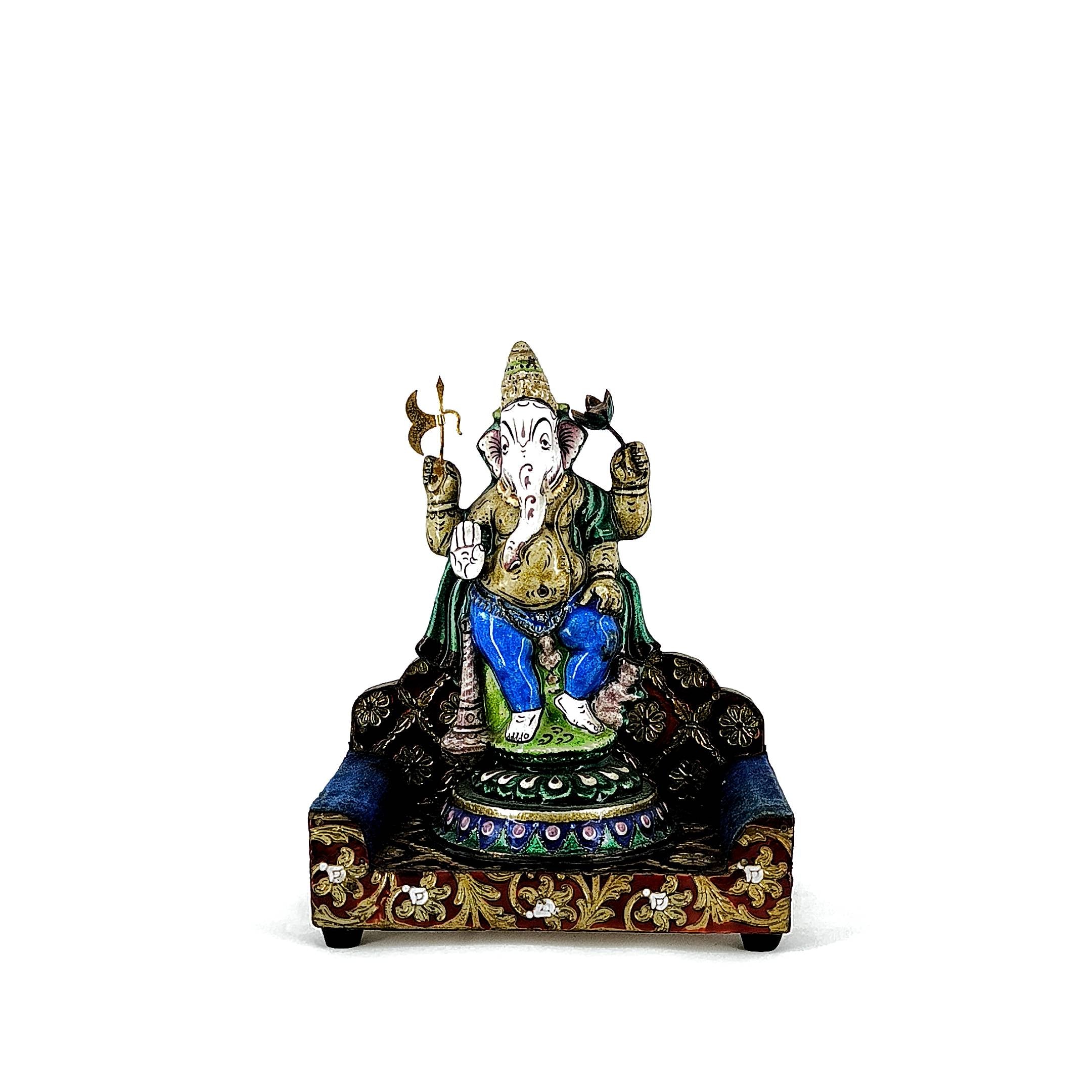 Silver Gulabi meenakari Lord Ganesh Standing