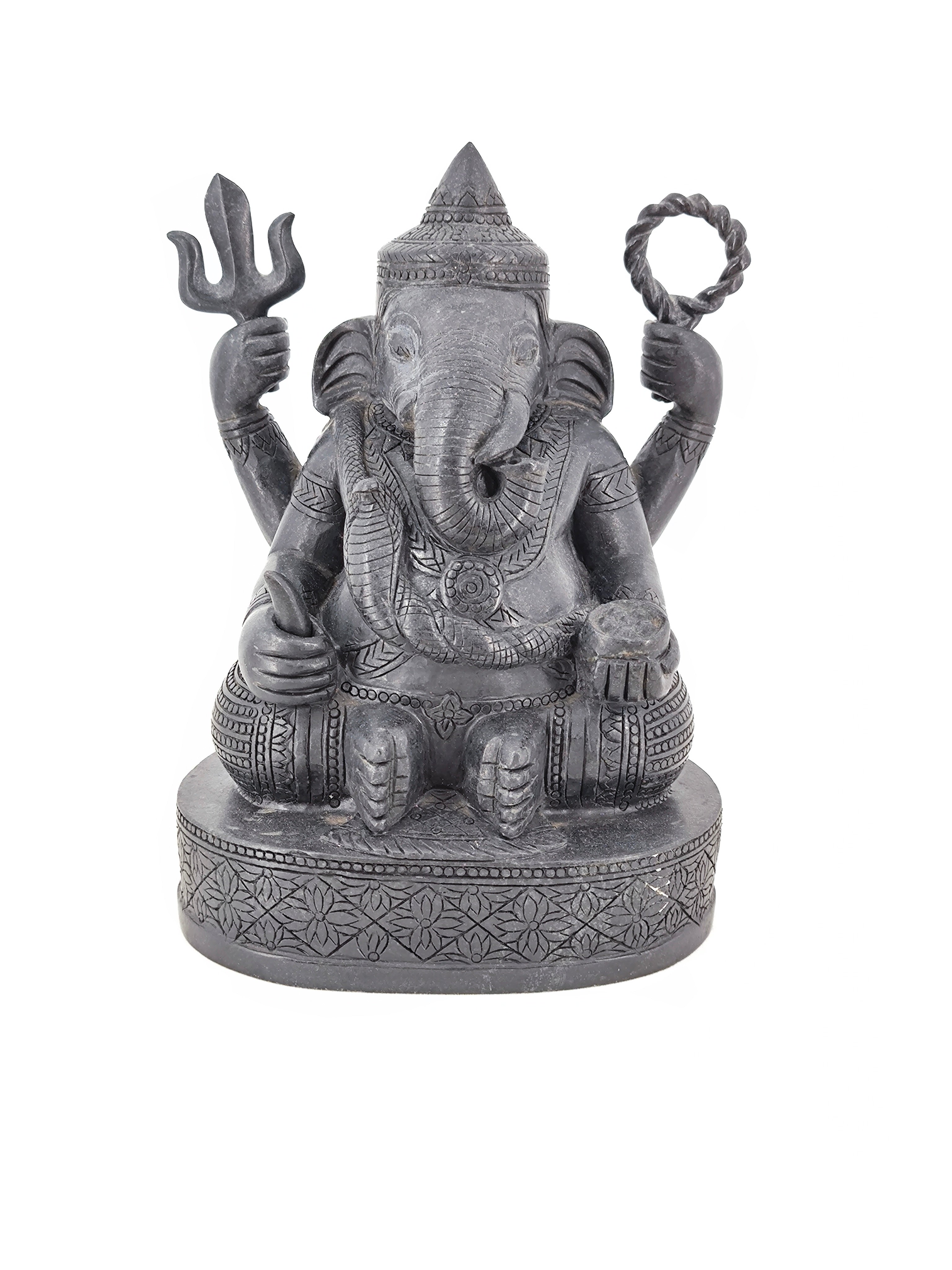 Ganesha carving natural black stone